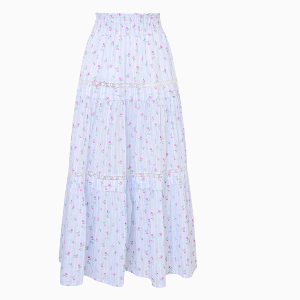 Phia Cotton Floral Tiered Maxi Skirt